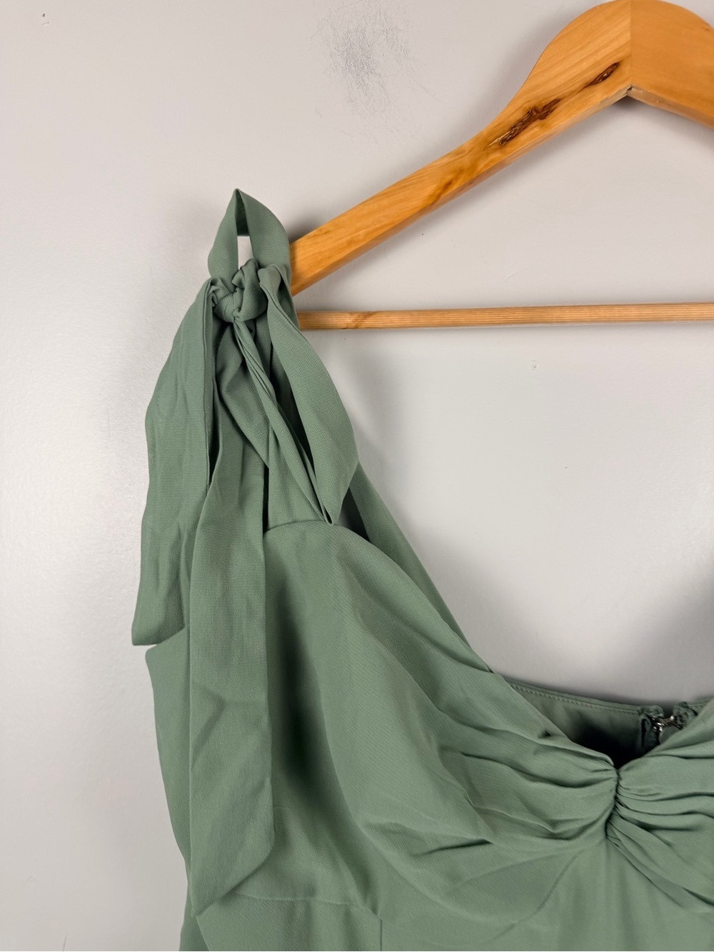 Lulus Radiant Charisma Sage Brush Chiffon Ruched Tie-Strap Maxi Dress XL Sage - Picture 4 of 12